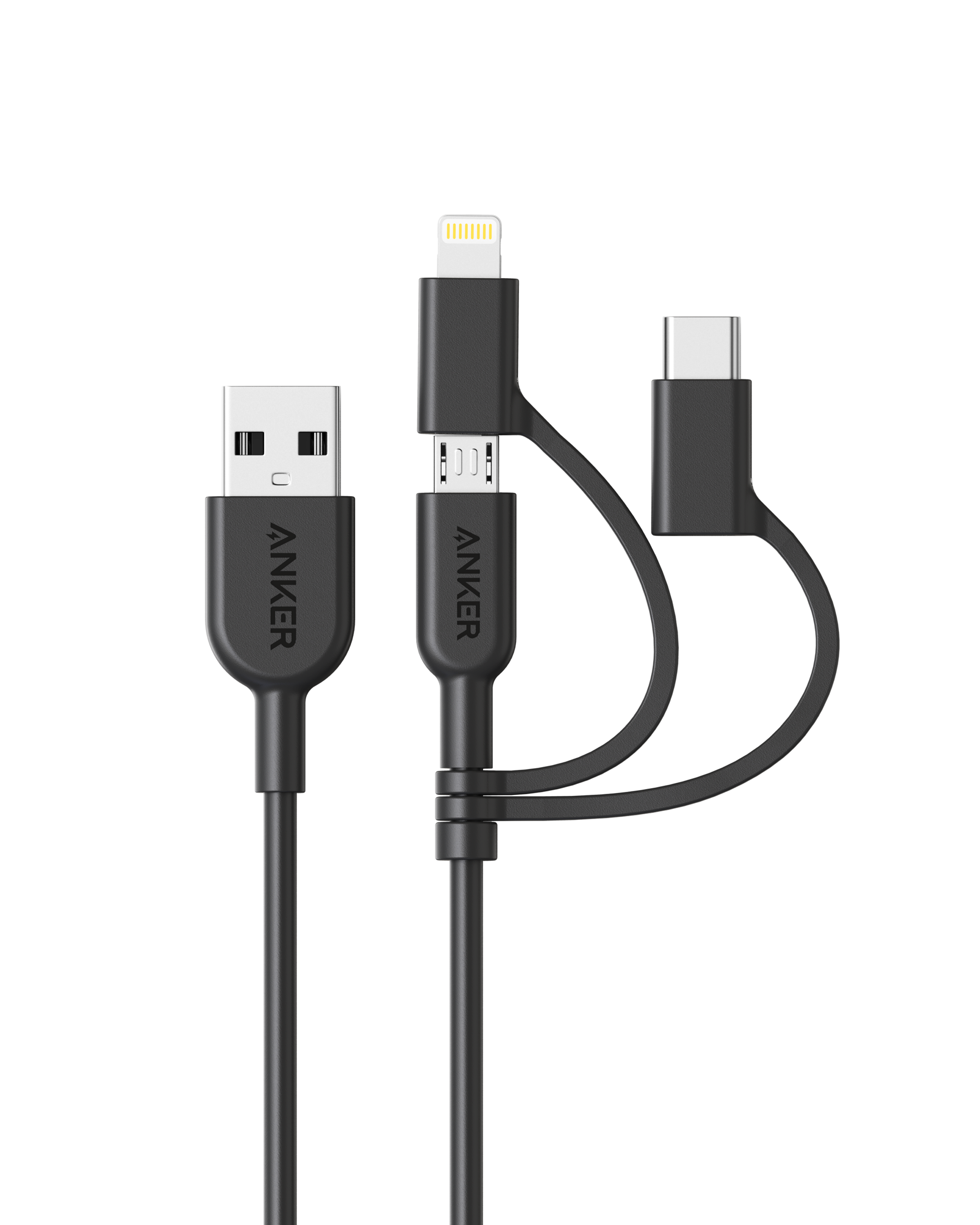 Anker charging cable with Lightning, USB-C for versatility