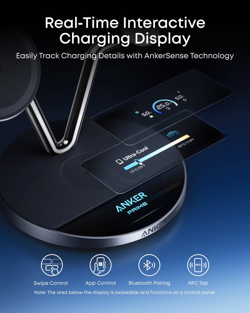 Anker charging base with AnkerSense for interactive charging display
