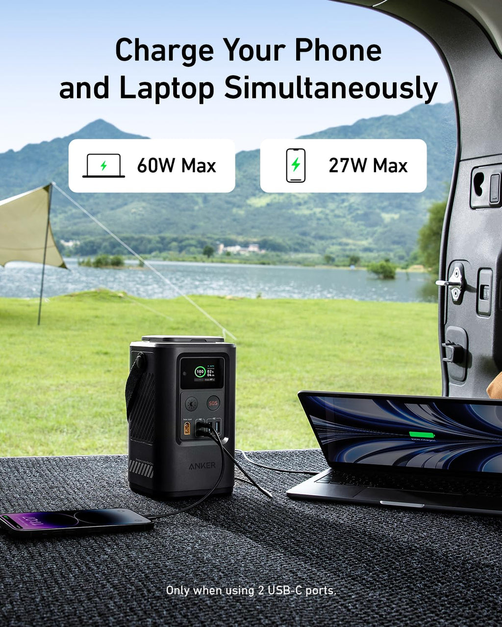 AnkerSOLIX power bank for laptop and phone fast charge