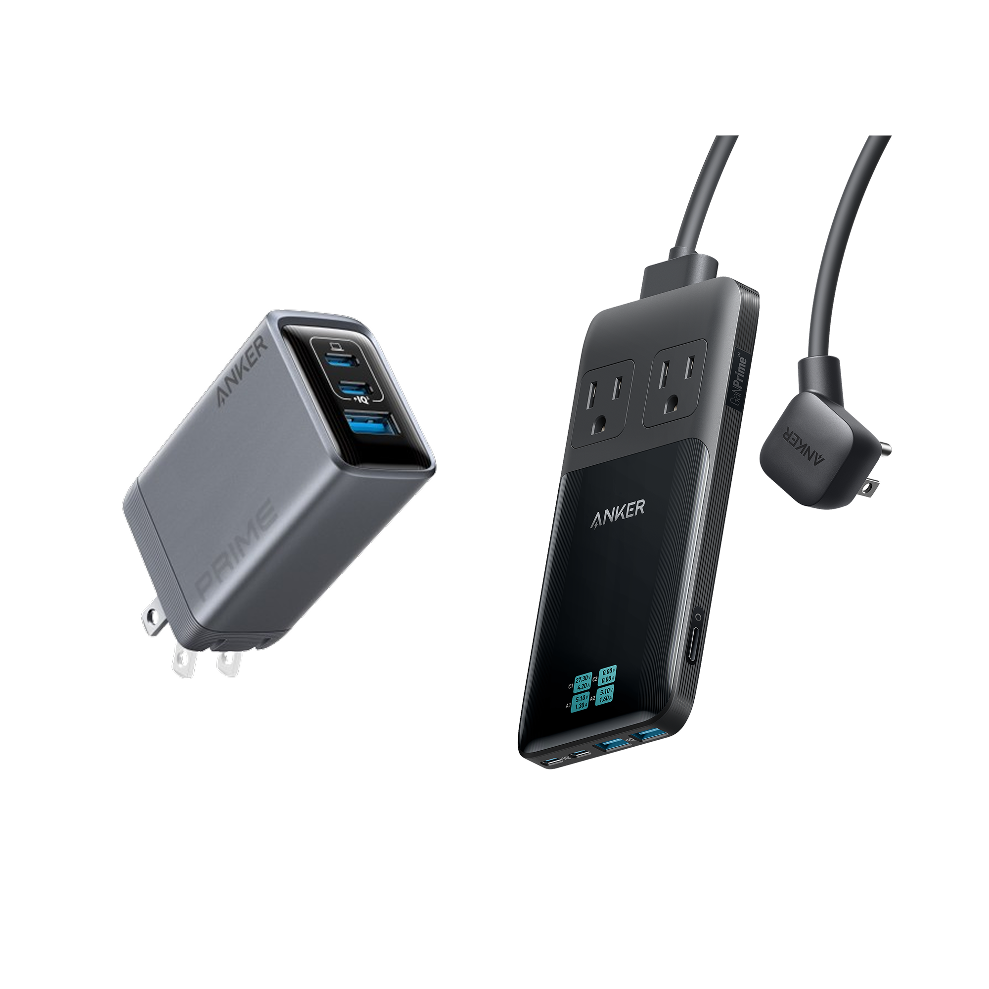 Anker Prime 6-in-1 Charging Station (140W) and Anker Prime Charger (100W, 3 Ports, GaN)